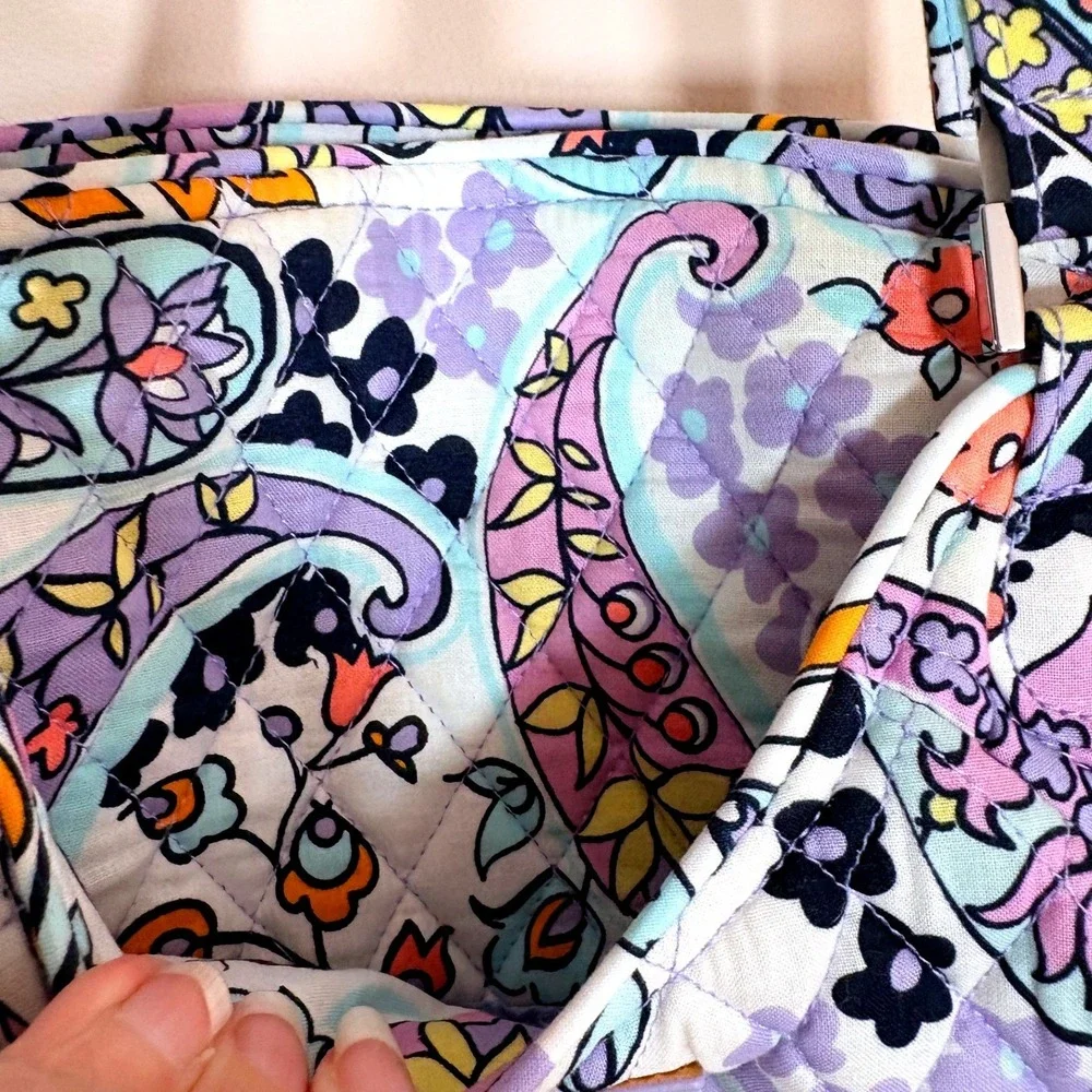 Vera Bradley Quilted Large Glenna‎ Tote Maddalena Paisley Purple Orange Yellow